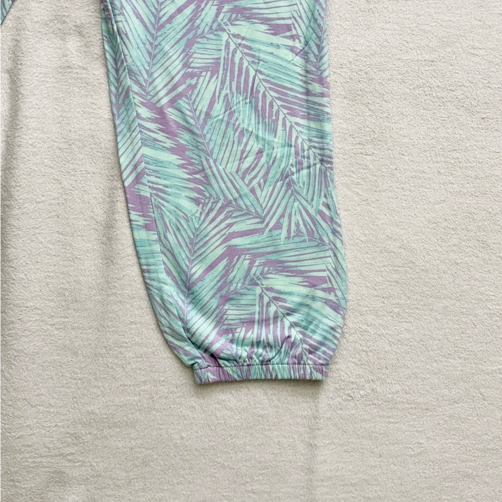Lightweight Tropical Leaf Lounge Joggers with Pockets Size M - Picture 4 of 7